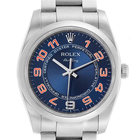 rolex air king date blue dial|rolex air king watch price.